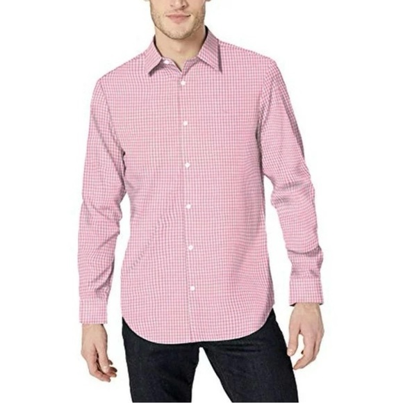 NWT Calvin Klein Cashmere-Cotton Pink Plaid Long Sleeve Button Down - Picture 2 of 8
